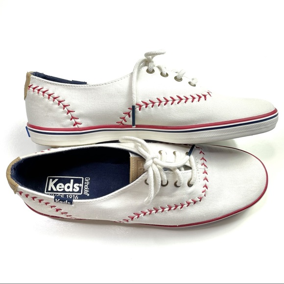 Keds Shoes - Keds NEW Champion Pennant Baseball Sneakers Size 7.5 Canvas Lace Up Off White